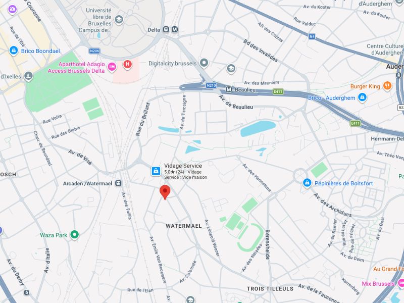 Plan d'accès au Studio 1170, rue Théophile Vander Elst à Watermael-Boitsfort